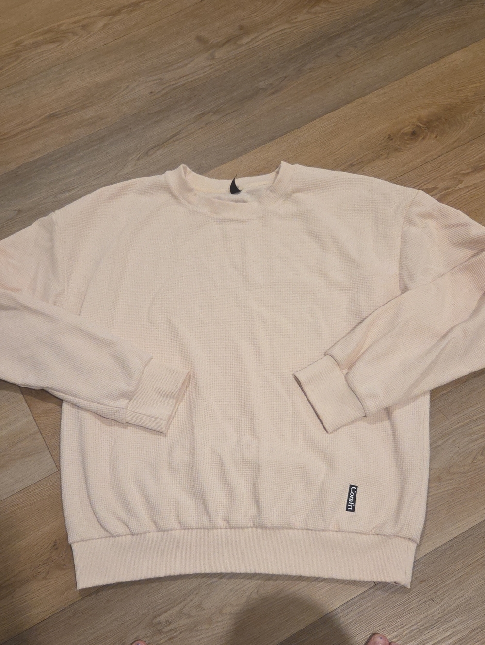Women's Crewneck Waffle Long-Sleeve  - Cream